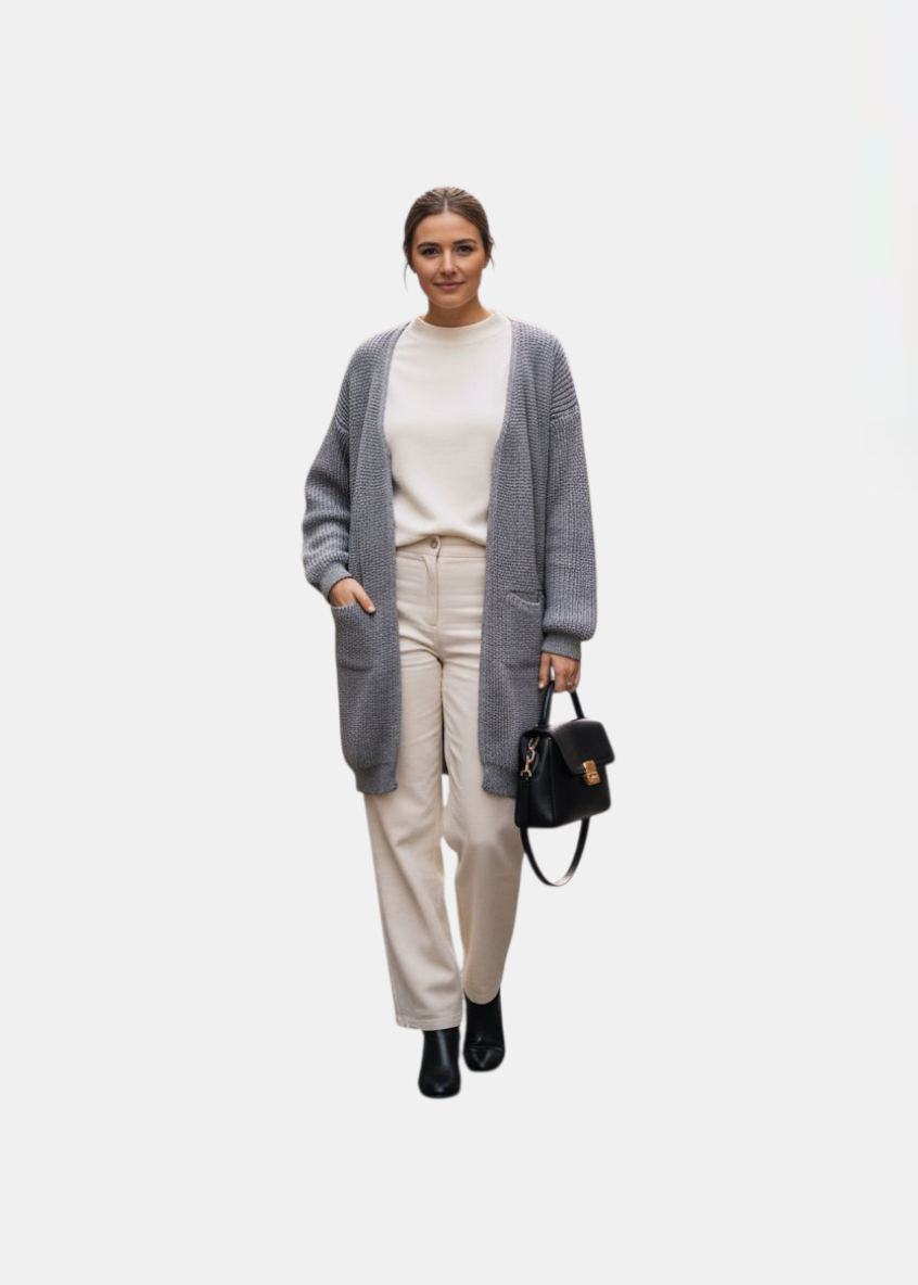 Cardigan à poches Gris