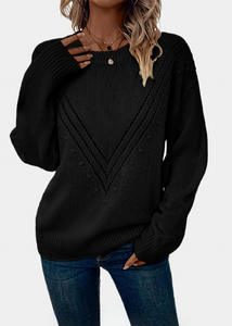 Pull en maille V Noir