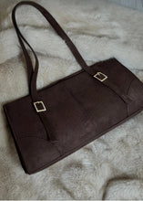 Load image into Gallery viewer, Sac baguette suédine Brun café noir
