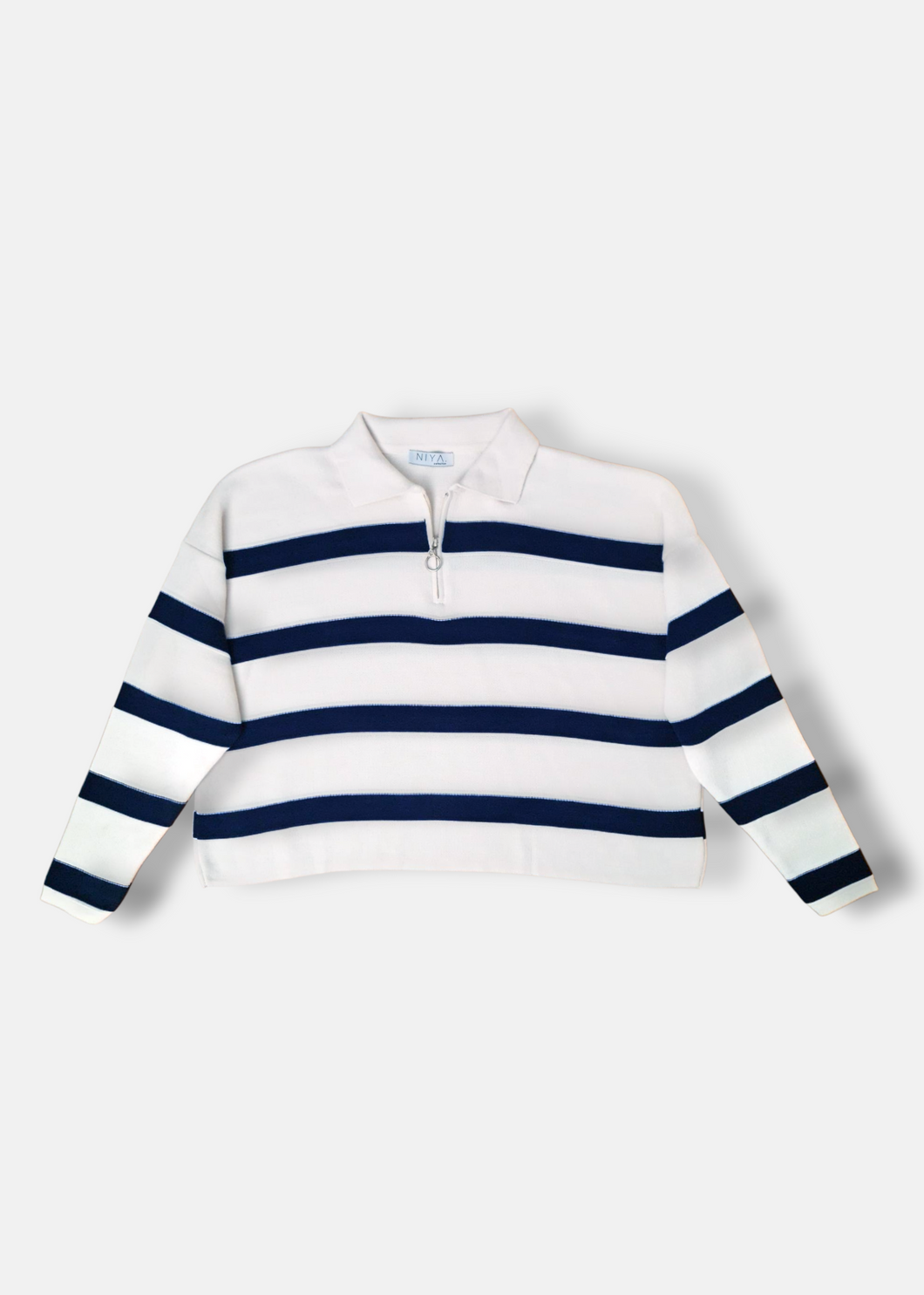 Pull en maille rayé Blanc & Bleu