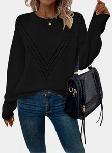 Pull en maille V Noir