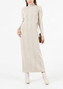 Beige knit dress