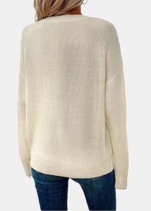 Pull en maille V Beige