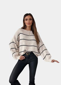 Pull en maille Blanc & noir rayé