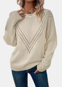 Pull en maille V Beige