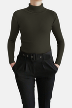 Load image into Gallery viewer, RAX Col roulé en maille Vert kaki
