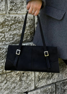 Sac baguette suédine Noir