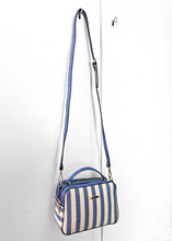 Load image into Gallery viewer, Sac coton Bleu &amp; Blanc crème
