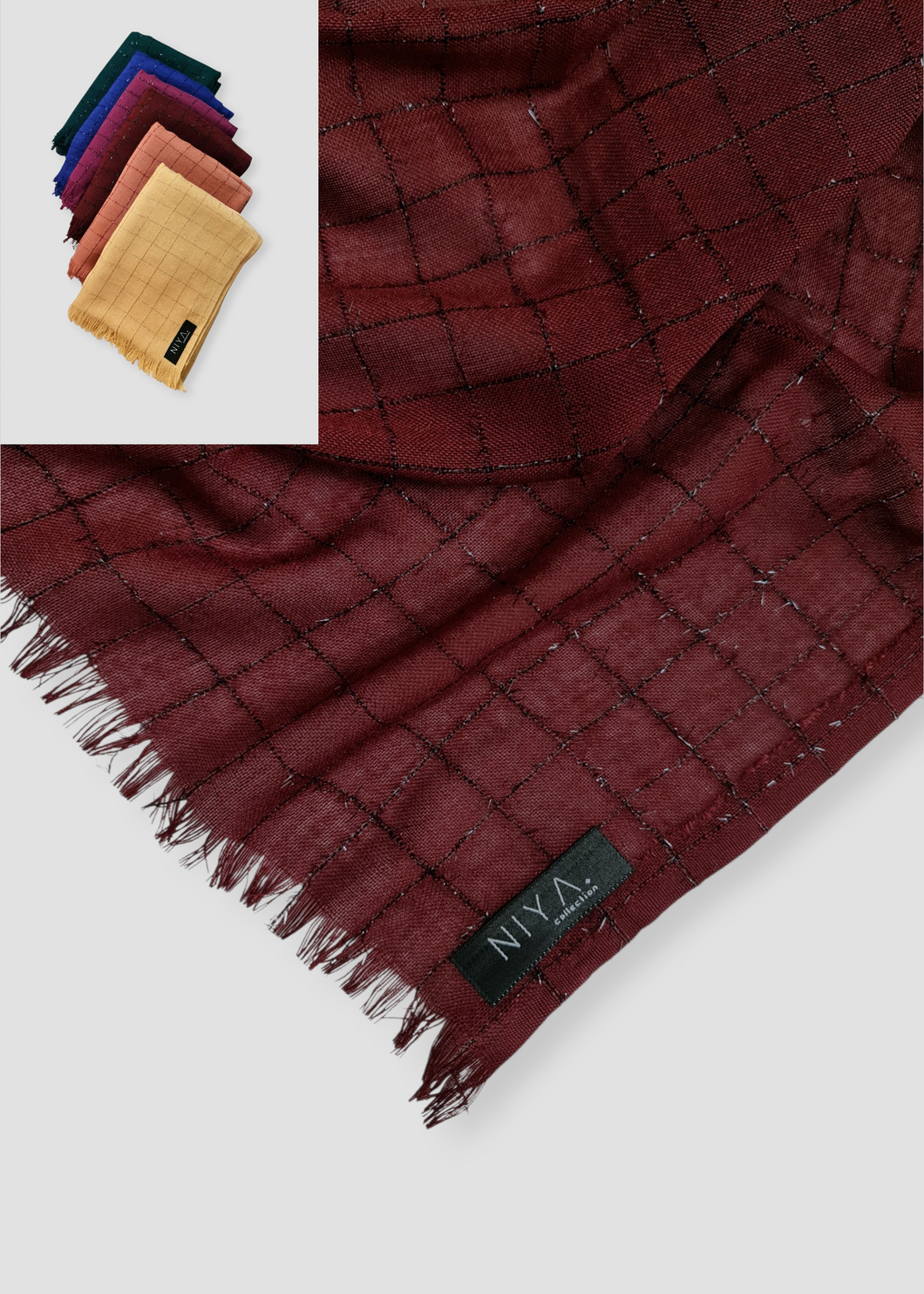 Foulard carrelé à fil brillant