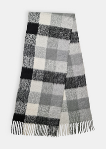 Black Grey Checkered Cozy Scarf