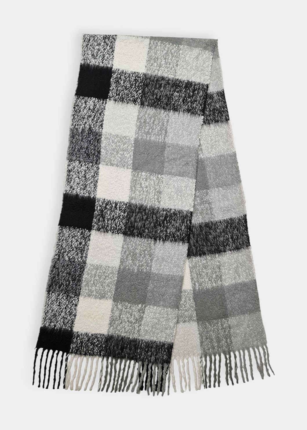 Black Grey Checkered Cozy Scarf