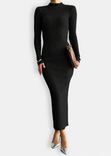 Load image into Gallery viewer, Black Mesh Long Dress – Timeless Elegance
