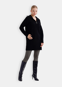 OKAB Pull-robe en maille à col montant Noir