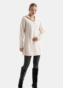 OKAB Pull-robe en maille à col montant Blanc crème