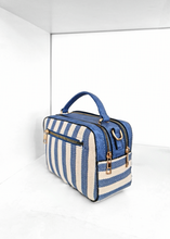Load image into Gallery viewer, Sac coton Bleu &amp; Blanc crème
