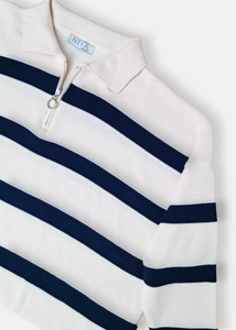 Pull en maille rayé Blanc & Bleu