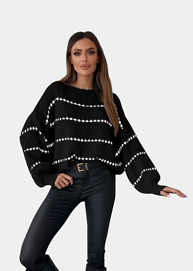 Pull en maille Noir & blanc rayé