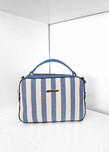 Load image into Gallery viewer, Sac coton Bleu &amp; Blanc crème
