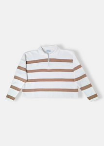 Pull en maille rayé  Blanc & Beige