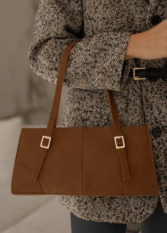 Sac baguette suédine Tabac
