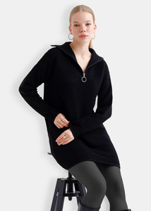 OKAB Pull-robe en maille à col montant Noir