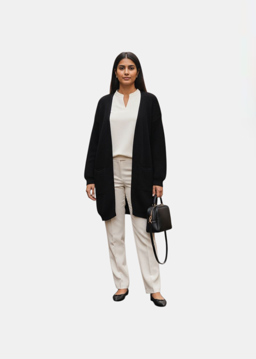 Cardigan à poches Noir