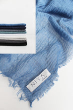 Load image into Gallery viewer, KERRIA &quot;blue black&quot; Crinkled Cotton Scarf
