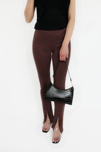 GIAM Flared slit leggings pants Brown