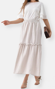 TAPIA Beige &amp; White pleated skirt