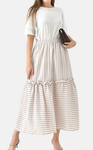 TAPIA Beige &amp; White pleated skirt