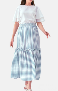 TAPIA Pleated skirt Blue &amp; White