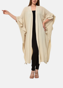 ALOES Long ruffled kimono Beige