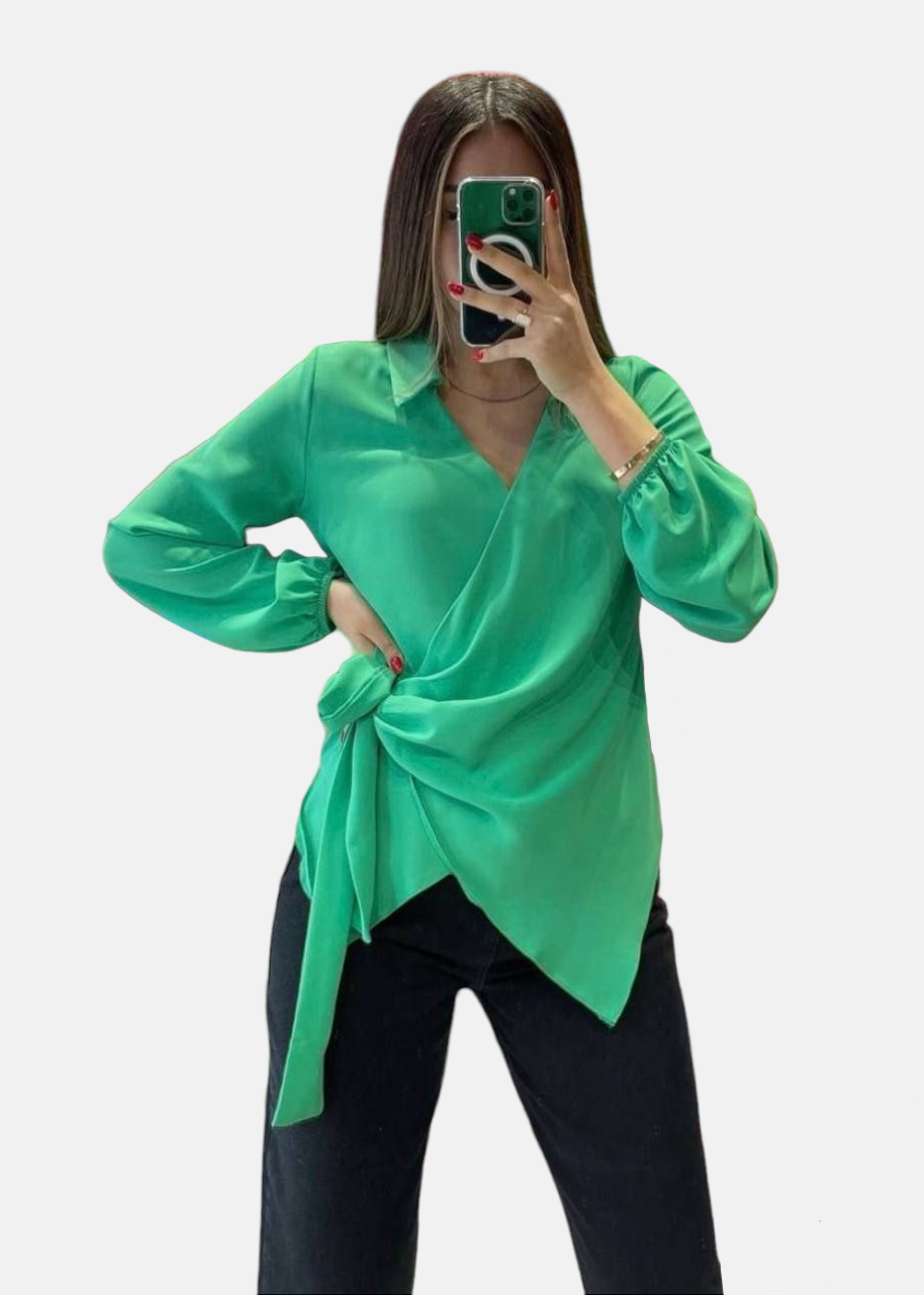 SAGINA Wrap blouse Emerald green